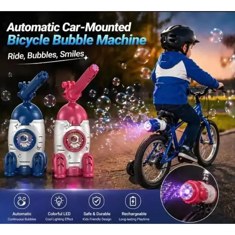 Rocket-Shape Plastic Auto Bubbles Machine - Automatic Car-Mounted, Rechargeable, 1-Click Operation, with Lights & Music, Outdoor Kids Toy Gift for Spring Summer Play (Toys & Hobbies, Sports & Outdoor Play)