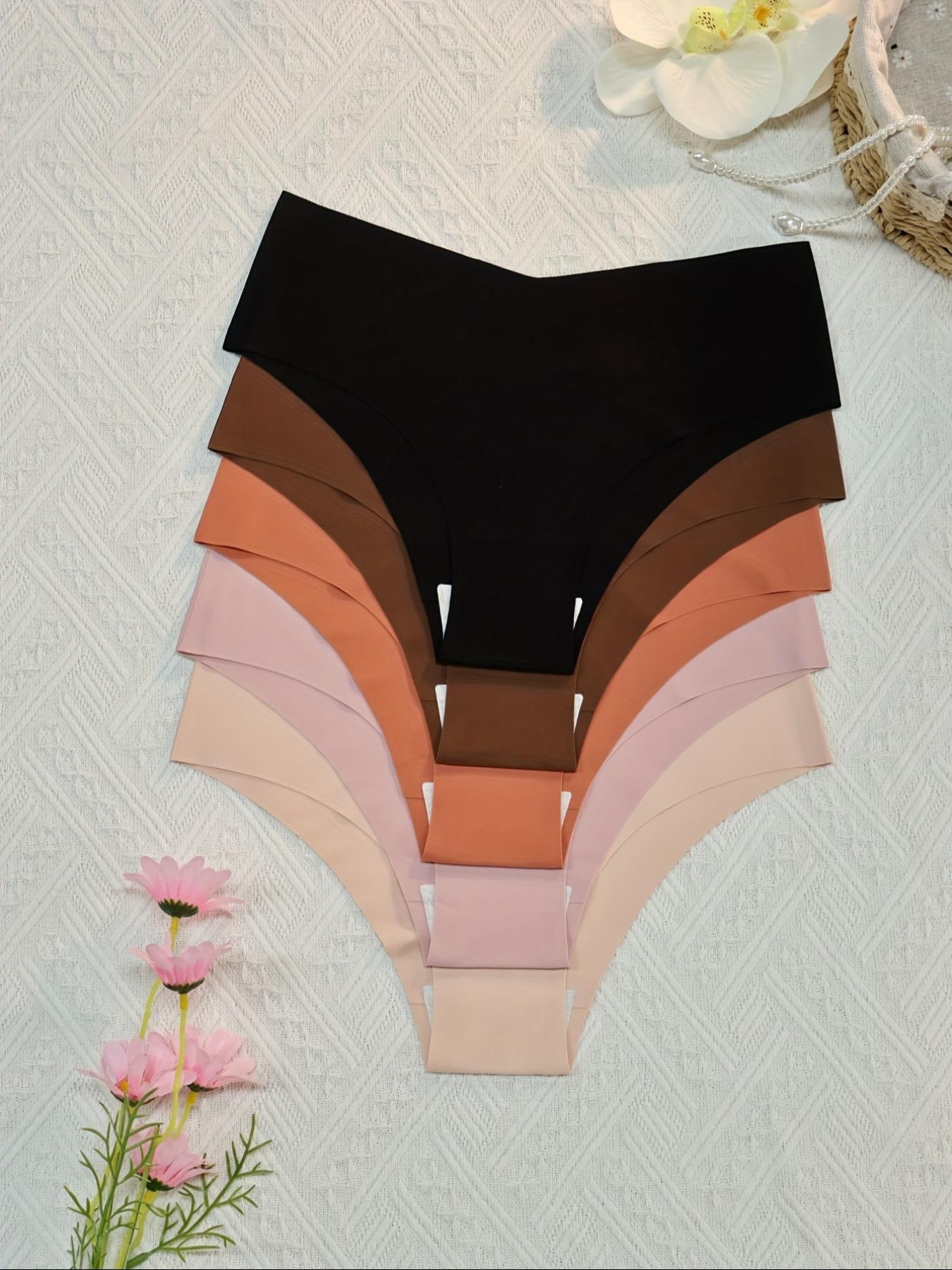 Women's Seamless Invisible Breathable Low Waist V-Shape Bikini Panties, 5 Pack Casual Sporty Smooth Yoga Underwear for All Seasons