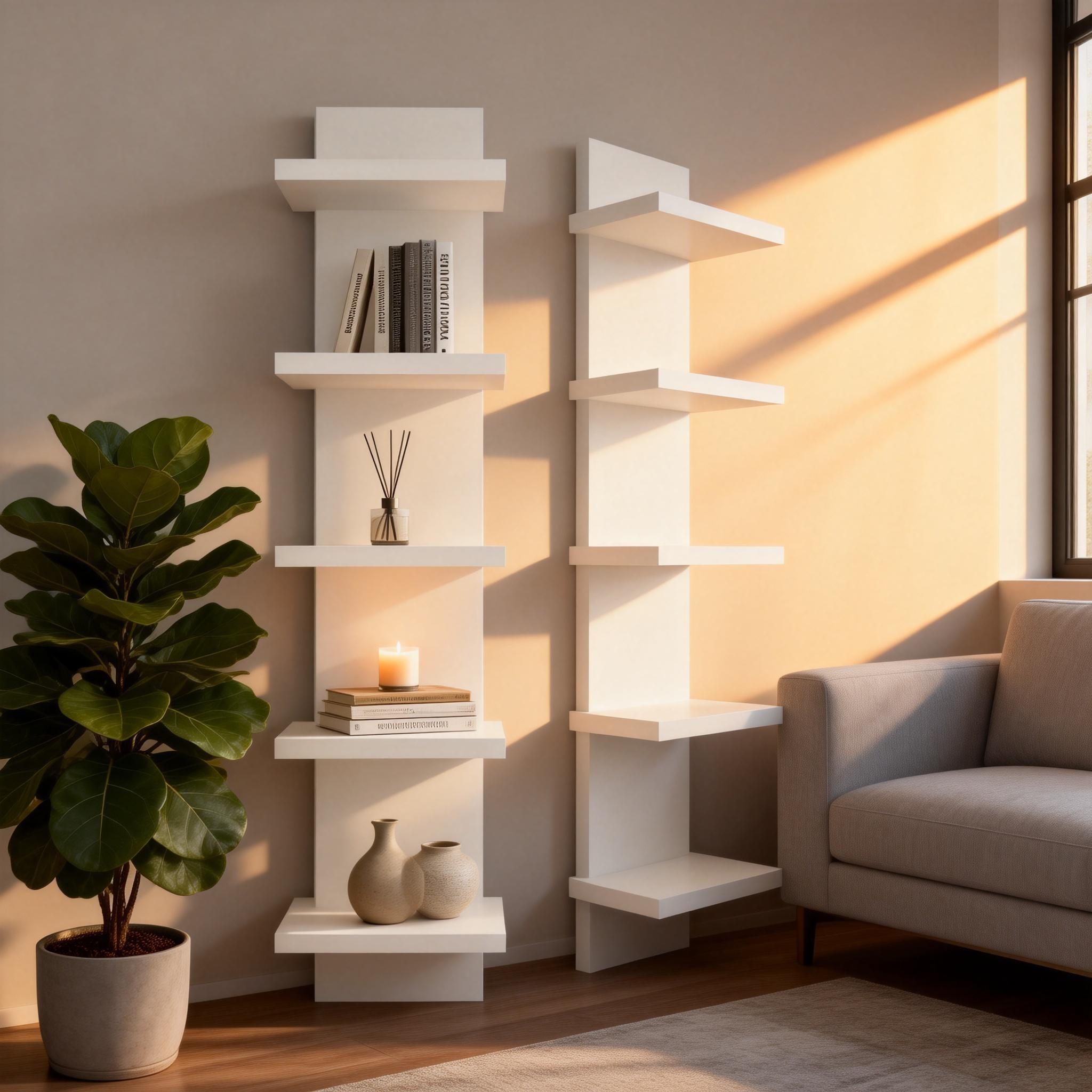 Modern Vertical Multi-Layer Floating Bookshelf, Wall-Mounted Storage Rack, Wall Mount Design, Living Room Bedroom Dorm Decor, Space-Saving High-Value Narrow Shelf