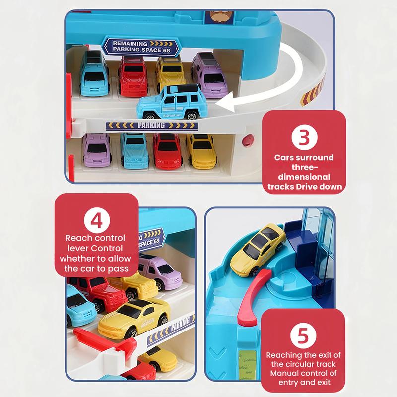 City Parking Lot-Parking Garage Toy Playset,Race Car Ramp Track Toys Sets Garage Playset with 4 Little Alloy Racer Cars Adventure Track,3Parking Levels Christmas Birthdays Gifts for Age 3 4 5 6 7 Boys Girls hot wheels garage toy pista de carros para niños