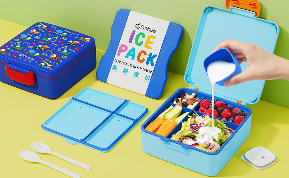 Fimibuke Bento Lunch Box, Leak-proof,4-Compartment,BPA Free,Dishwasher Safe, Utensils Set,Birthday's Gift,Back to School Gift