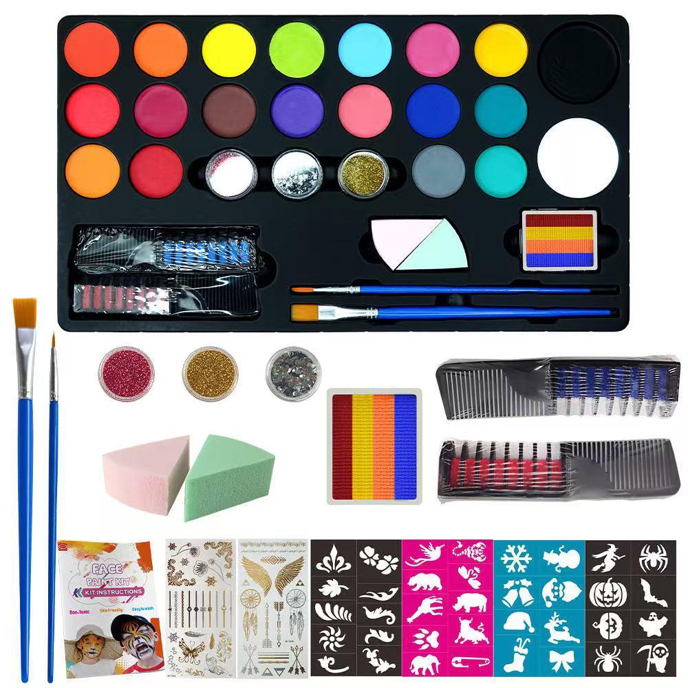 Colorful Festival Party Halloween Christmas Carnival Face Makeup Set, Beauty Cream, Single Item, No Alcohol or Aerosol, Any Skin Tone