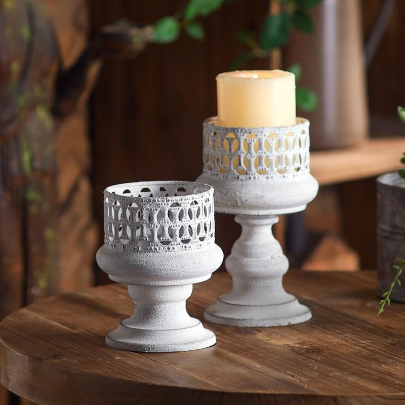 Vintage Distressed Candle Holder, American Industrial Style, Romantic Candlelight Dinner Decor, Nostalgic Guesthouse Display Idea
