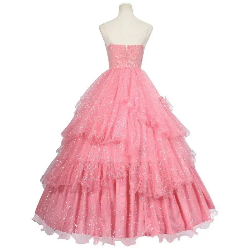 Wicked Glinda Dress for Adults Pink Glinda Cosplay Costume Dress Halloween Dance Party Show for Women Role-Playing Party Outfit