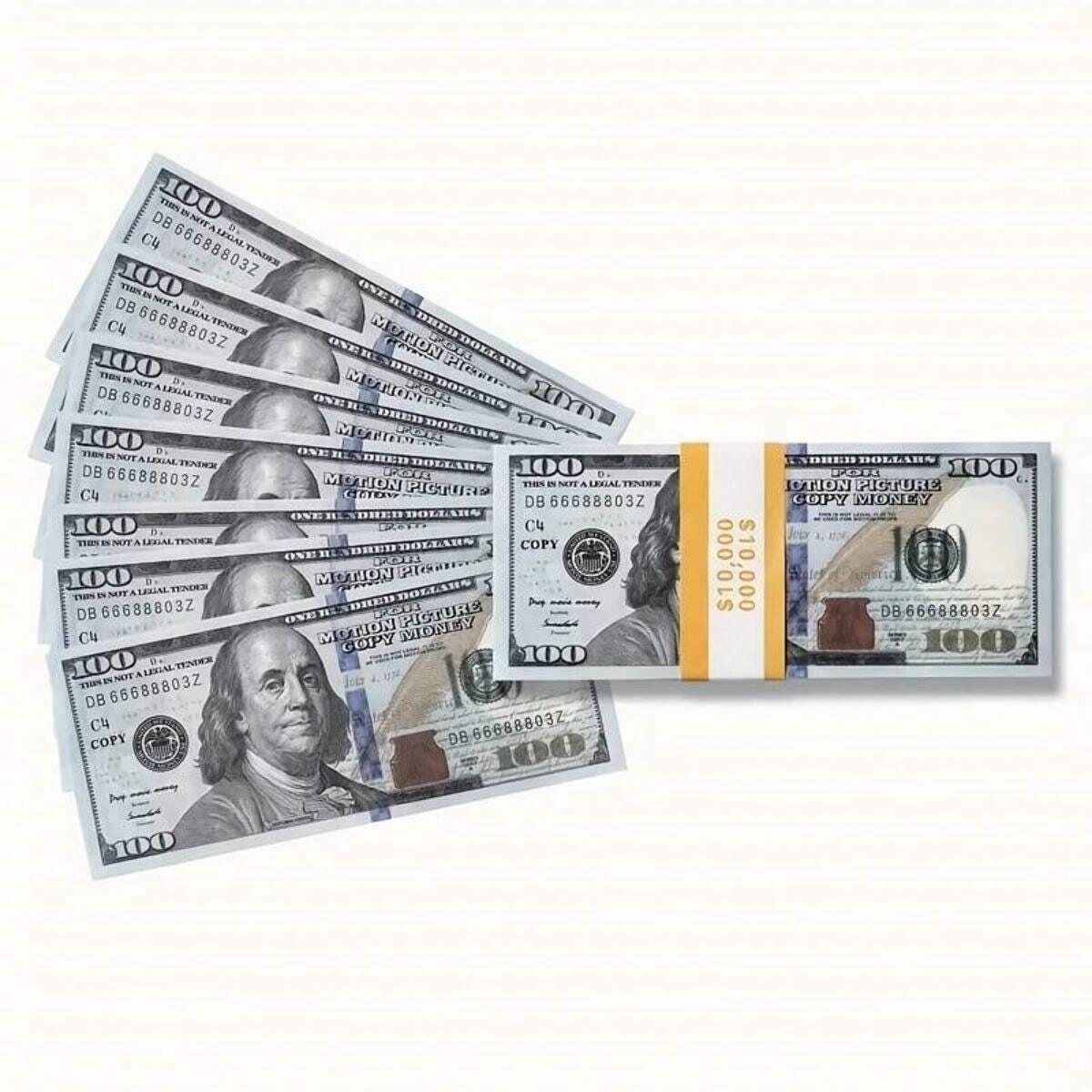 100/50 Pcs 100 Dollar Props Paper Banknote Copy, Ideal for Games, Parties, Movies, Festivals, Fun Gifts, Replica Currency Props