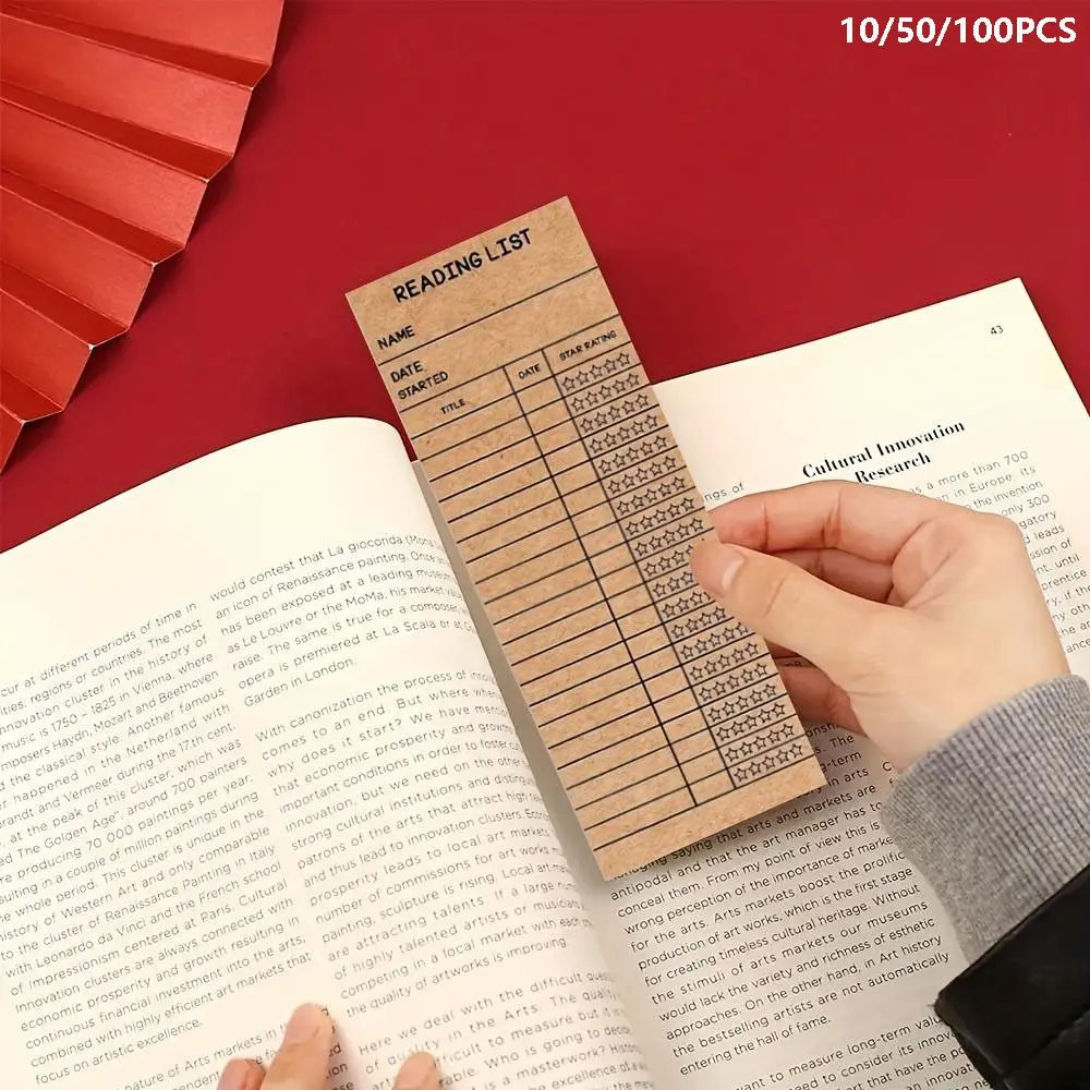 10/50/100 Pcs Reading List Bookmark, Personal Libraries Cards, Reading Log Bookmark for Gifts, Literary Supplies for Reading Enthusiasts, Book Accessories