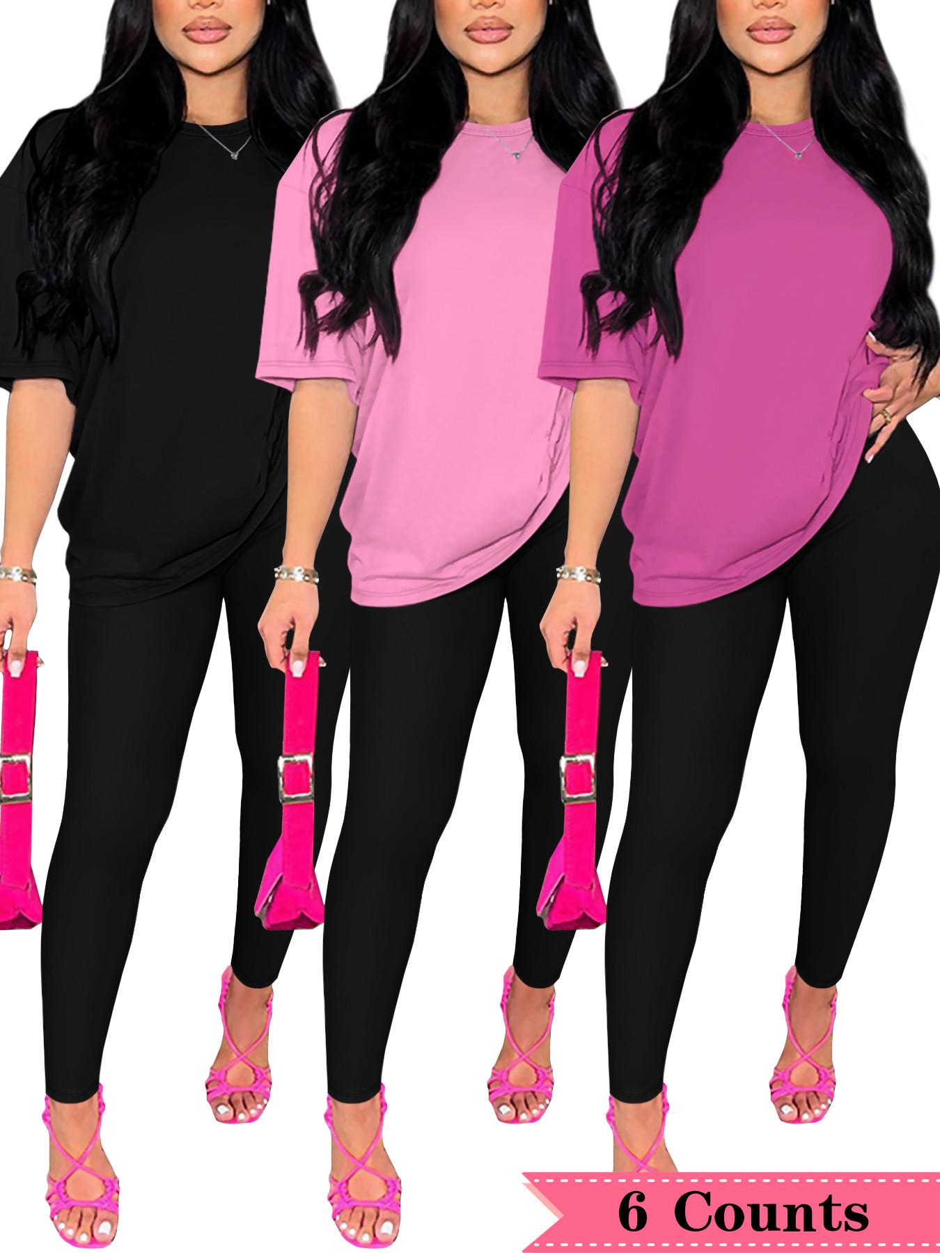 Women's Solid Color Top & Pants Set, Casual Comfy Round Neck Short Sleeve Tee & Trousers for Daily Wear, Ladies Two-piece Outfits for All Seasons