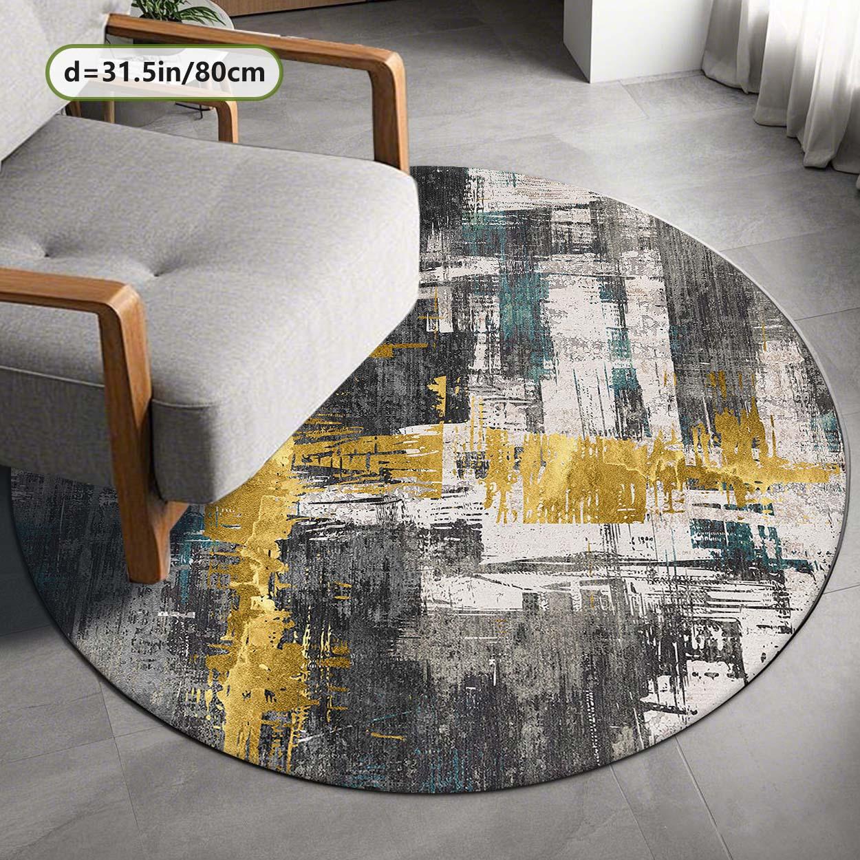 Abstract Pattern Round Rug, Modern Abstract Rug, Non-slip Soft Floor Mat, Decorative Carpet for Home Living Room Bedroom Hotel Coffee Shop