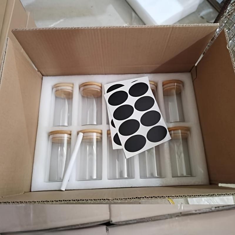 10 glass storage tanks, spice tanks, storage containers and display bottles made of high borosilicate materials. The complete packaging of pearl cotton ensures the transportation safety.