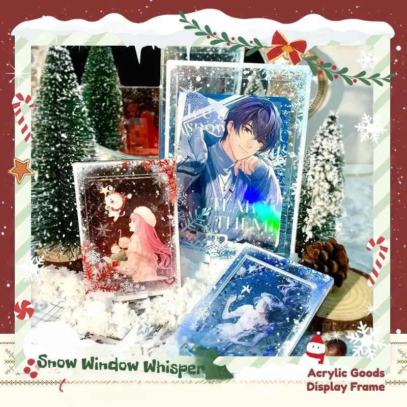 Snow Window Whisper Stylish Acrylic Photo Frame, Snowflake Glitter Elements Collection & Decor Display Case for 3inch 6inch Card