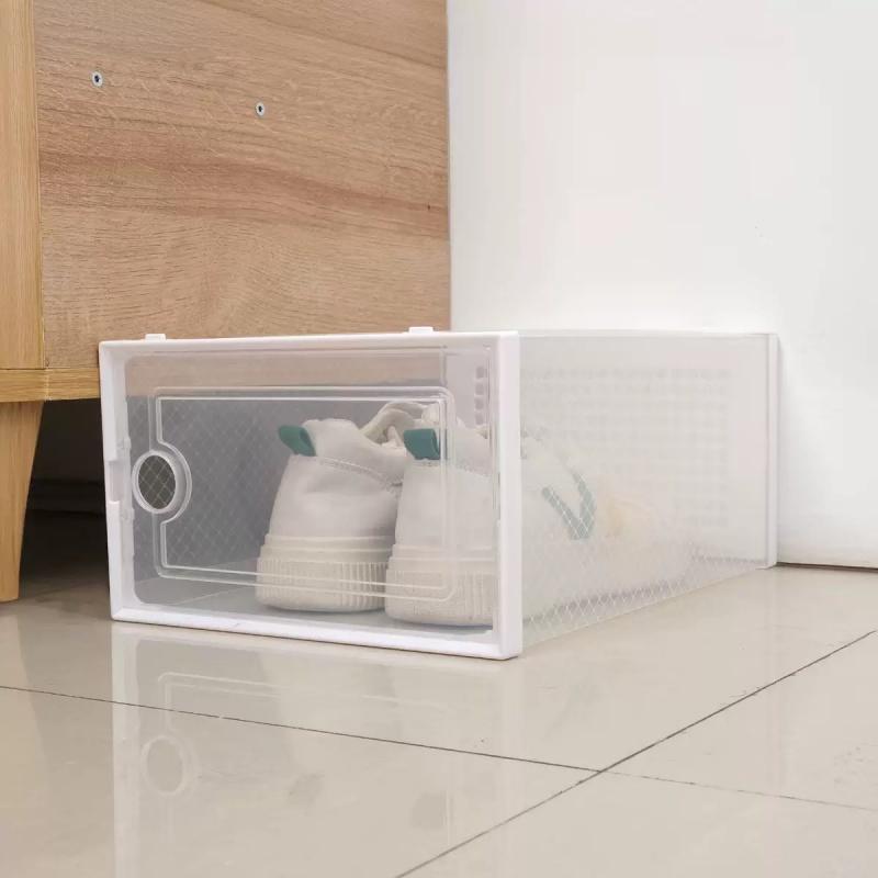 6-Pack thickened transparent shoe box (with lid), foldable stackable shoe rack, space-saving storage organizer, Clear shoe organizer, suitable for homes and dormitories