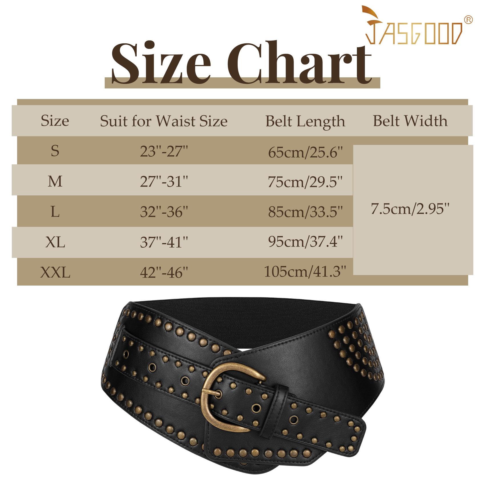 JASGOOD Women Vintage Wide Elastic Belt Studded Stretchy Waist Belt with Rivets Metal Buckle