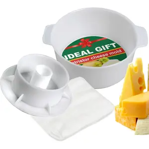 PetriStor Cheese Mold for Cheese Making Cheese with Follower Piston 1.3QT and Cheesecloth - Cheese Form Mold - Cheese Making Basket - Paneer Cheese Press Mold - Molde Para Queso
