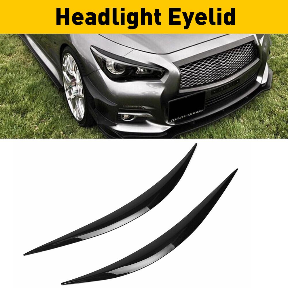 AUXITO For Infiniti Q50 14-21 High Quality Gloosy Black Headlight Eyelid Eyebrow Cover