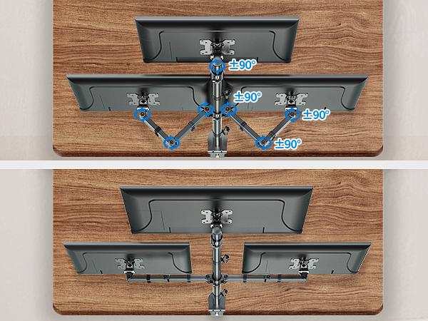 MOUNTUP 17"-32" Triple Monitor Stand for Desk Holds Up to 17.6 lbs per Arm, MU3005