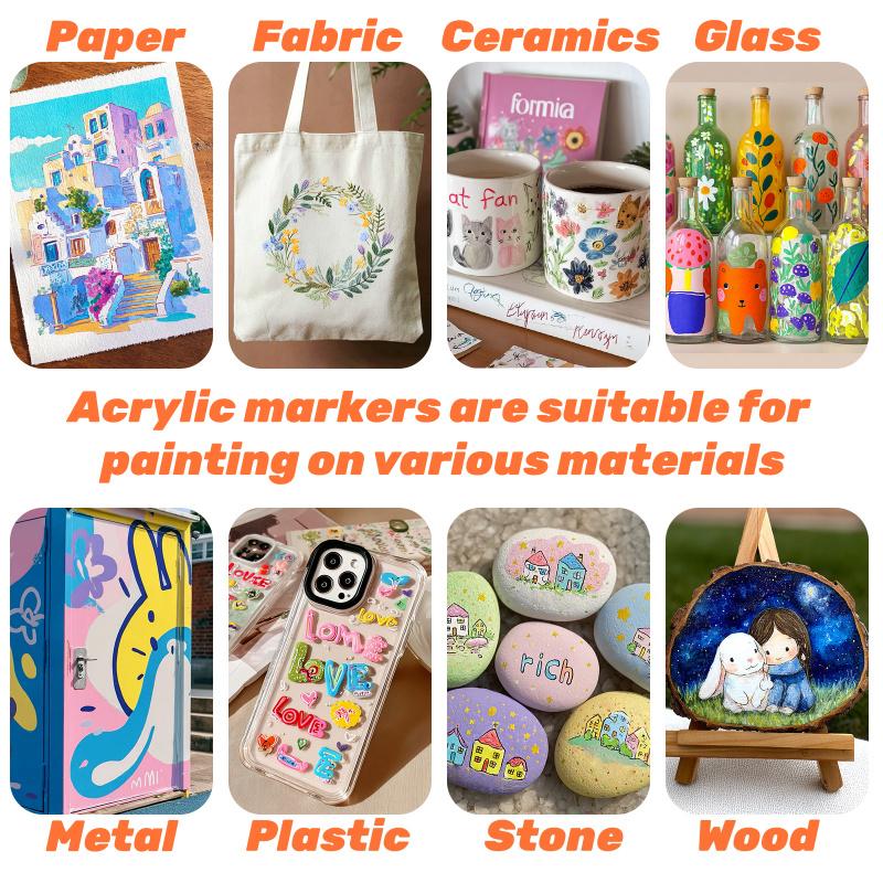 288 Colors Acrylic Paint Markers, Soft Brush Tip Marker Pens Set, Acrylic Drawing Markers with Marker Bag, Holder Storage, Acrylic Paint Pens for Fabric, Wood, Stone, Canvas, Glass, Egg, Rock Painting, DIY Crafts and Art Supplies
