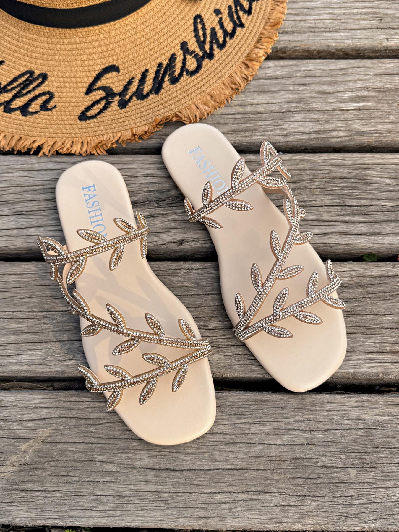 Fashion Butterfly Decorated Sandals, Summer Casual Flat Slippers, Lightweight Breathable Comfortable Shoes for Daily Wear