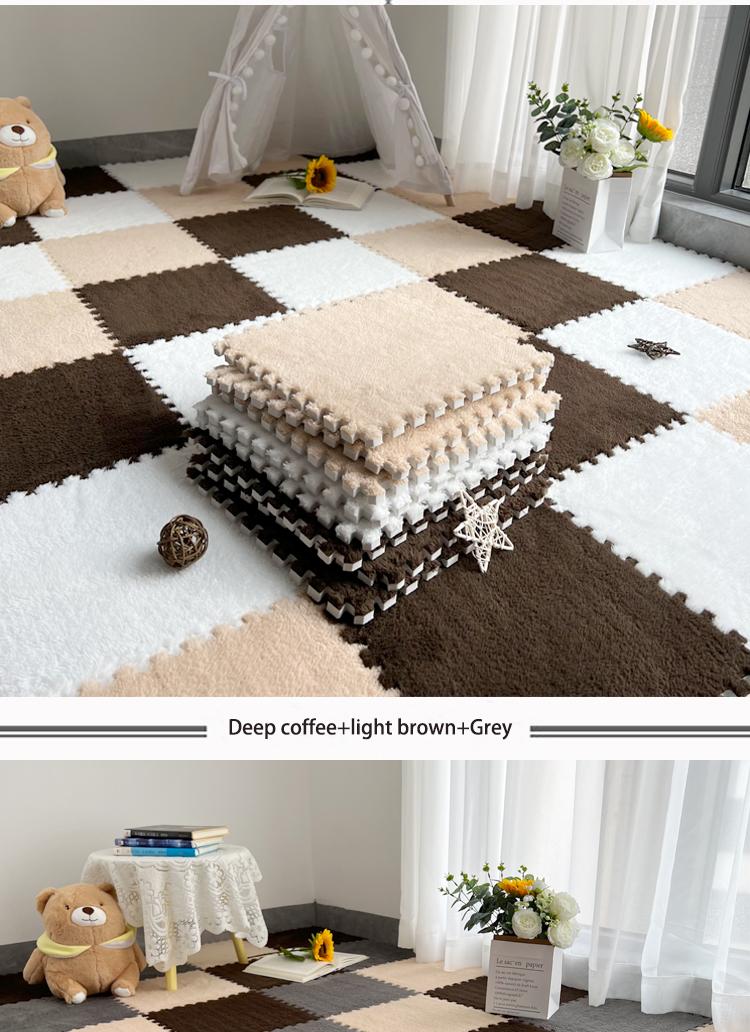 24-Piece Long Pile Patchwork Rug Set, Washable Floor Mat, Interlocking Mats for Bedroom & Living Room, Home Use, 6mm Eva Foam Base, Carpet Mats