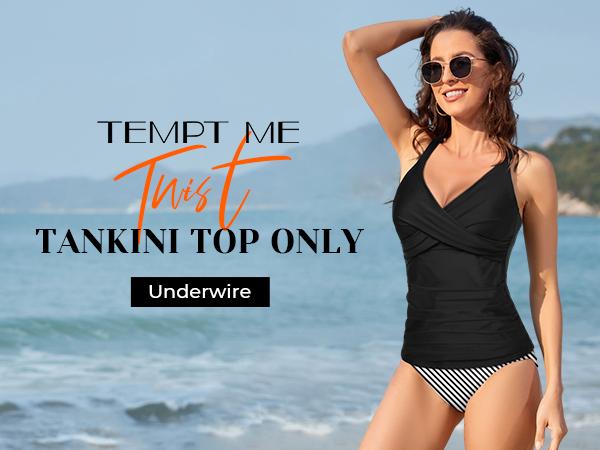 Tempt Me Women Underwire Tankini Top Only - Twist Front V Neck Bathing Suit Swim Top Tummy Control Cross Top 2026 Tempt Me Women Underwire Tankini Top Only - Twist Front V Neck Bathing Suit Swim Top Tummy Control Cross Top 2026