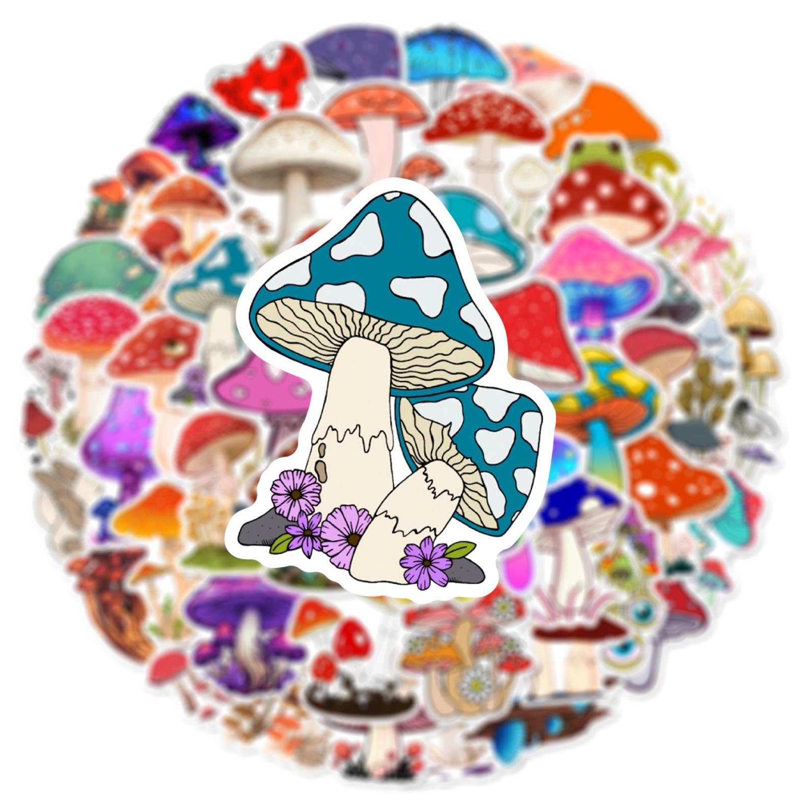 50Pcs Kawaii Mushroom Stickers Aesthetic Mushroom DIY Sticker Scrapbooking Phone Luggage Skateboard Waterproof Decals