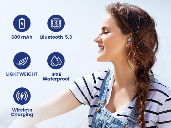 TOZO T10 (Ergonomic Edition) Wireless Earbuds Bluetooth 5.3 Headphones, App Customize EQ, Ergonomic Design, 55H Playtime, Wireless Charging Case, IPX8 Waterproof Sound in-Ear Headset, 2024 New Version FathersDayGift