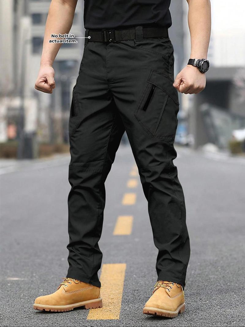 Men's Solid Color Flap Pocket Zipper Fly Cargo Pants without Belt Accessories, Casual Comfy Button Fly Trousers for Daily Wear, Men's Bottoms for All Seasons, Menswear, Plain