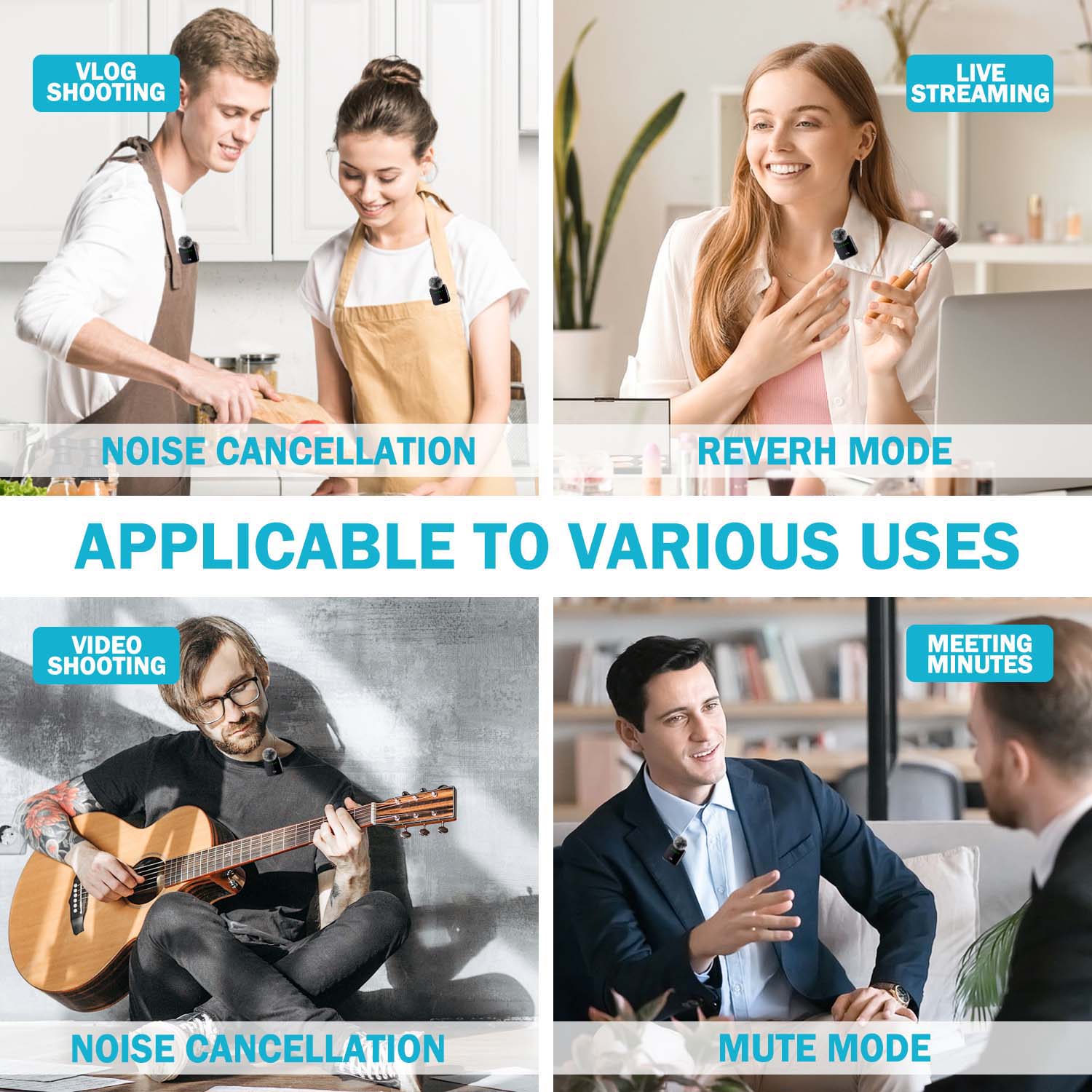 Wireless Lavalier Microphone for iPhone iPad Android, 3-In-1 Plug-Play Mic, 164ft Transmission Range, Live Stream, Lapel Microphone, Live Streaming Mic