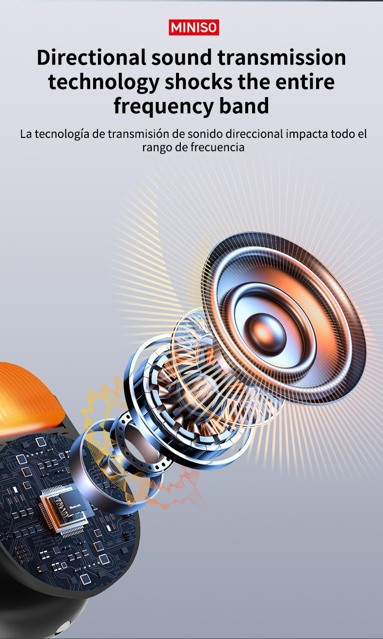 MINISO True Wireless Luminous Earphones MS191, Bluetooth 6.0 Open Earphones, Long Battery Life Wireless Ear Clip Earphones, Wireless Sports Earphones