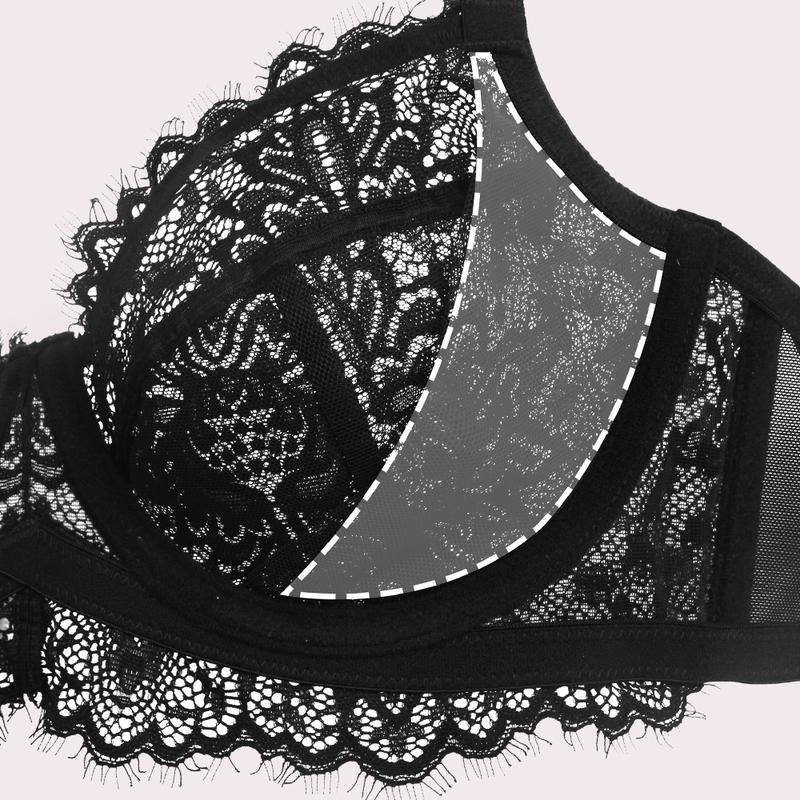 Live Exclusive HSIA Sunflower Floral Lace Unlined Unpadded Breathable Comfort Women Plus Size Underwire Bra