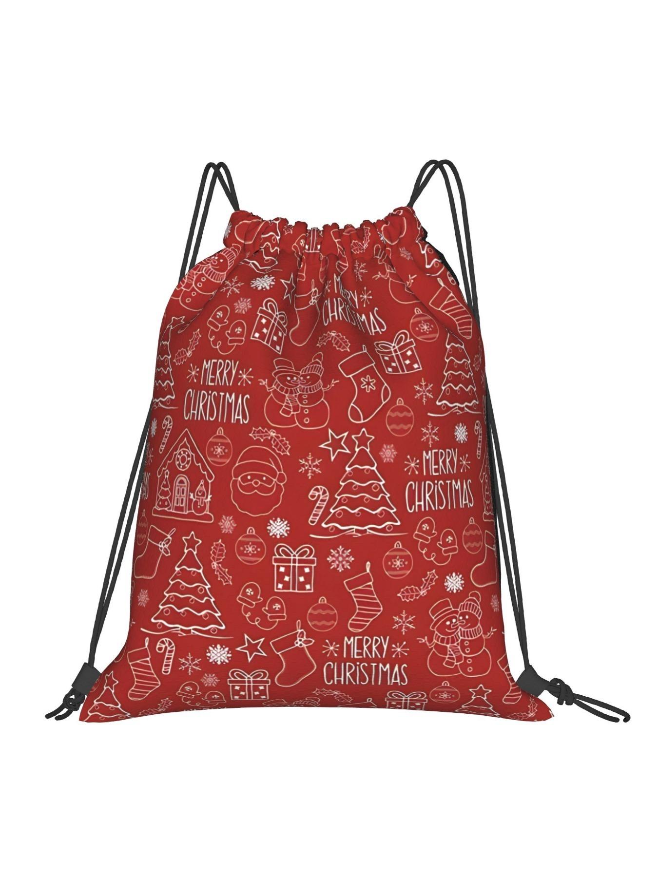 Christmas Backpack with Drawstring Closure, & Snowflake Design, Durable for Gym, School, Travel, Perfect Gift