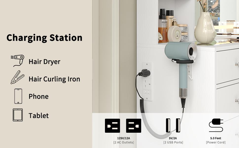 [Shipping by 3 Packages] FUSOU 2-in-1 Vanity Desk Full Length Mirror & LED Mirror with Power Outlet, Makeup Vanity 14 Drawers & 10 Shelves, Hidden Storage Capacity, Dimmable & 3 Color Lighting Dressing Table for Bedroom, White,Shipping by 3 Packages