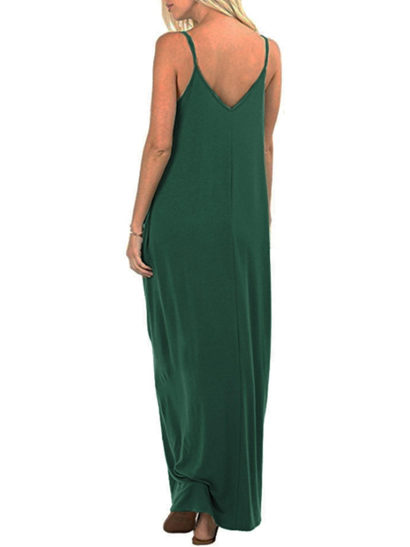 Women's Loose Fit Pocket Sleepwear Loungewear Dress, Multicolor Sleeveless Vest Top & Strapless Maxi Skirt Set, Casual Fashion, Spaghetti strap