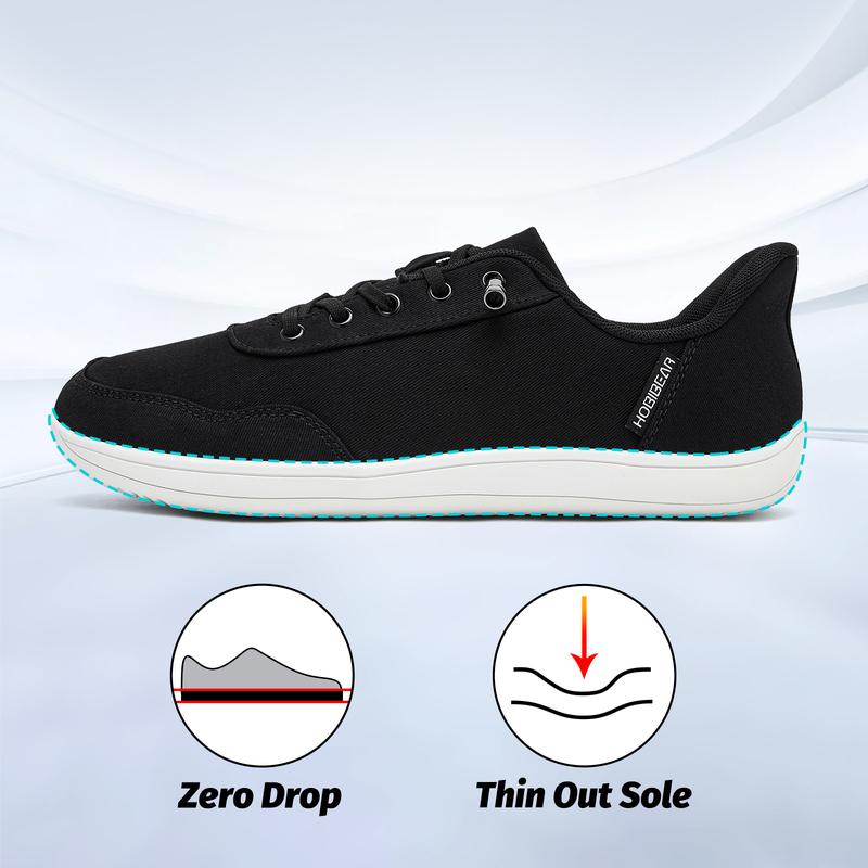 HOBIBEAR Womens Mens Hands Free Slip On Sneakers Comfort Wide Minimalist Barefoot Canvas Shoes Square headed flat bottom