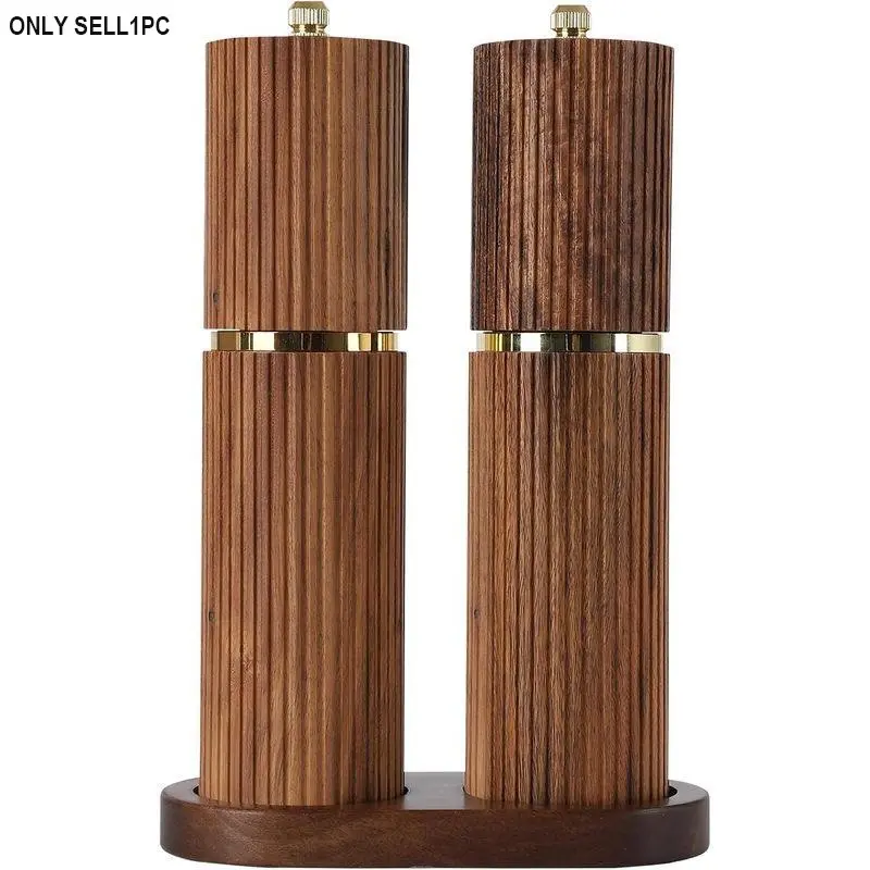 Wooden Salt and Pepper Grinder Set, Kitchen Gadgets, Refillable Salt and Pepper grinder with adjustable Coarseness, Acacia Wood pepper mill manual, Salt and Pepper Shakers Matching Wooden tray-Ideal for Gifting