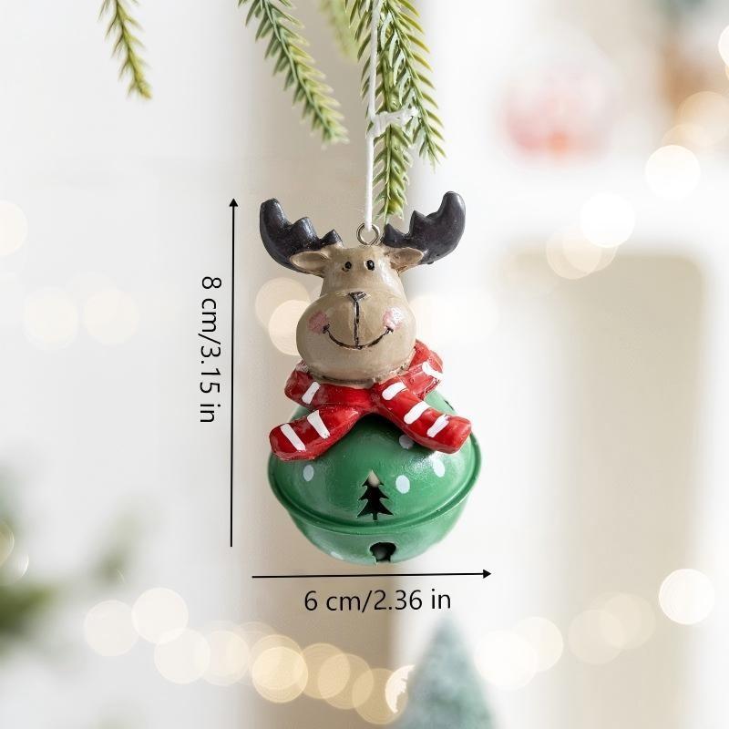 Santa Bell Christmas Tree Ornament, Snowman Reindeer Scene Decoration DIY, Festive Holiday Decorations for Home and Party
