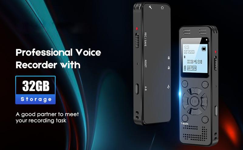 64GB Digital Voice Recorder for Lectures Meetings - 4648 Hours Voice Activated Recording Device Audio Recorder with Playback, Password