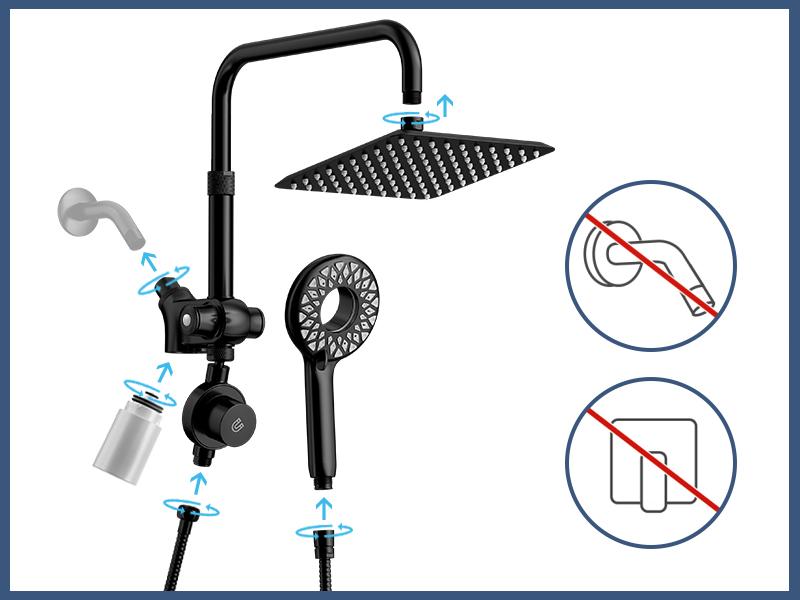 Dual Shower Heads with Handheld Spray Combo Set, Magnetic Filtered Showerhead, Bathroom High Pressure Rainfall Shower Head and Handle Set with Filter for Hard Water, 79" Long Hose