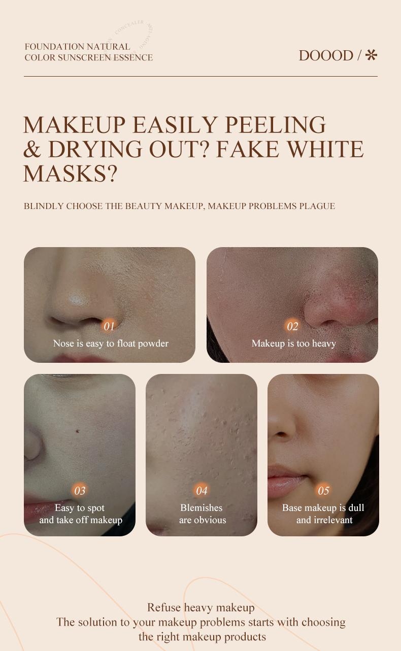 Flawless Coverage, Lightweight Formula, Adapts to Skin Tone, Hides Wrinkles & Lines, Hydrating & Long-Lasting,DOOOD Foundation 4 in 1 - Medium Spectrum.