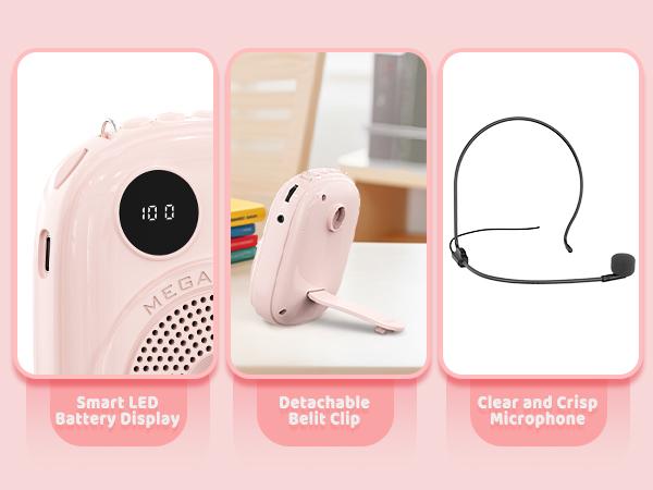 PRUNUS A18 Voice Amplifier Microphone Headset,Portable Voice Amplifier,PA Systems for Teachers,Training,Guide, Speakers Smartphone Audio Springtok