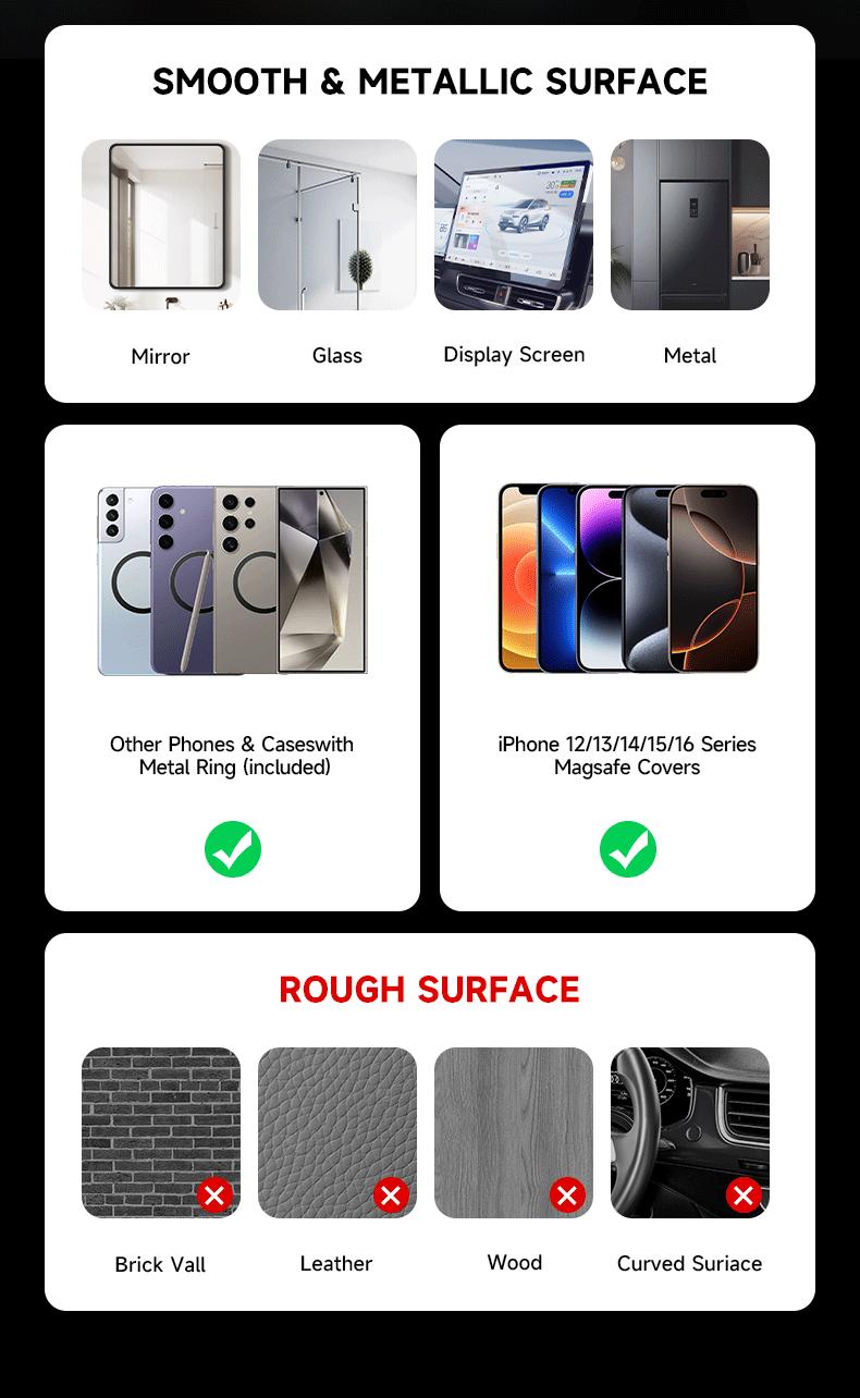 New - MAGIC JOHN Upgraded Magnetic Phone Holder with 360° Rotation, Strong Magnet, Foldable and Portable Design, Perfect for Cars, Glass, Gyms, and Other Smooth Surfaces