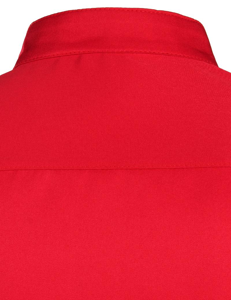 ZEROYAA Men's Red Banded Slim Fit Collar Long Sleeve Casual Button Down Dress Shirts with Chest Pocket Breathable Polyester Fabric Soft Top