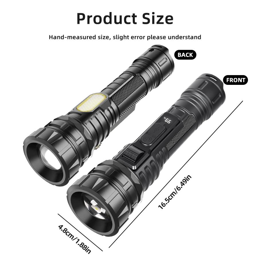 1PC Rechargeable Flashlights High Lumens, Super Bright LED Tactical Flashlight with 6 Modes, Waterproof Zoomable Flash Light for Outdoor,Emergency, Gifts for Men,  Hunting Camping Essentials Gear