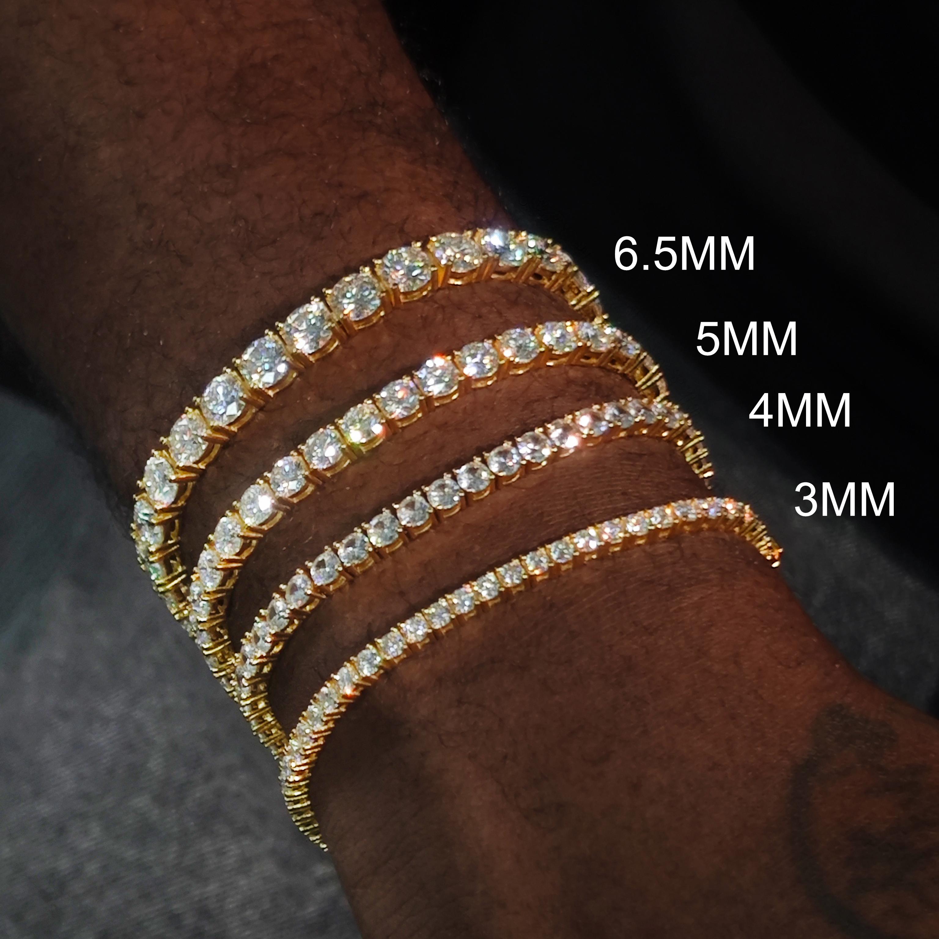 Delzzad Tennis Bracelet VVS D Color Synthetic Moissanite S925 Sterling Silver Tennis Chain Birthday Anniversary Mother's Day Gifts for Men Women With Giftbox Dainty Layered Anklet