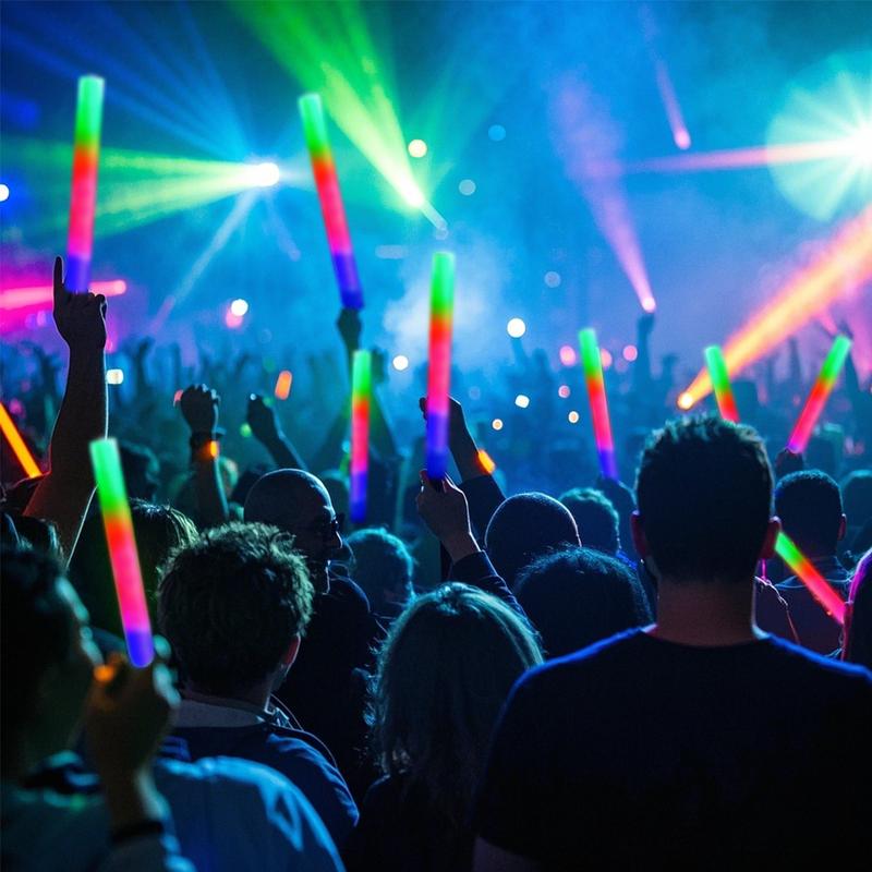 Bulk 12/36/52/102-Pack Colorful LED Light Up Glow Sticks for Raves & Concerts - 3 Flashing Modes, Glow in Dark Party Supplies for Home Parties, Fan Meetings, Weddings, Birthdays & Halloween Gifts Plastic Pearl