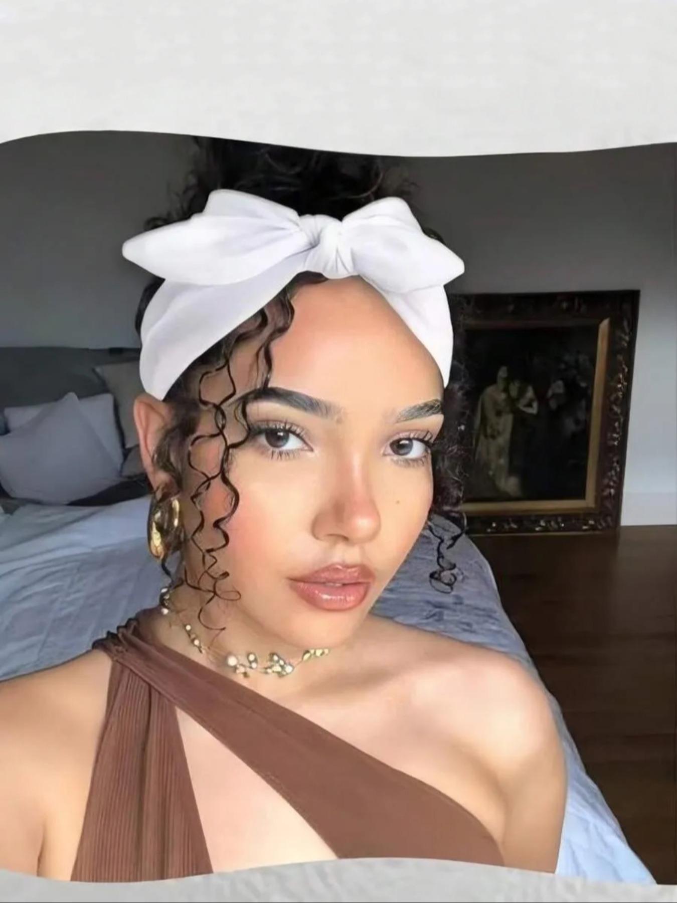 Cute Solid Color Bowknot Headband Set, Ultra-Wide Chic Elastic Headbands, Suitable for Outdoor Activities