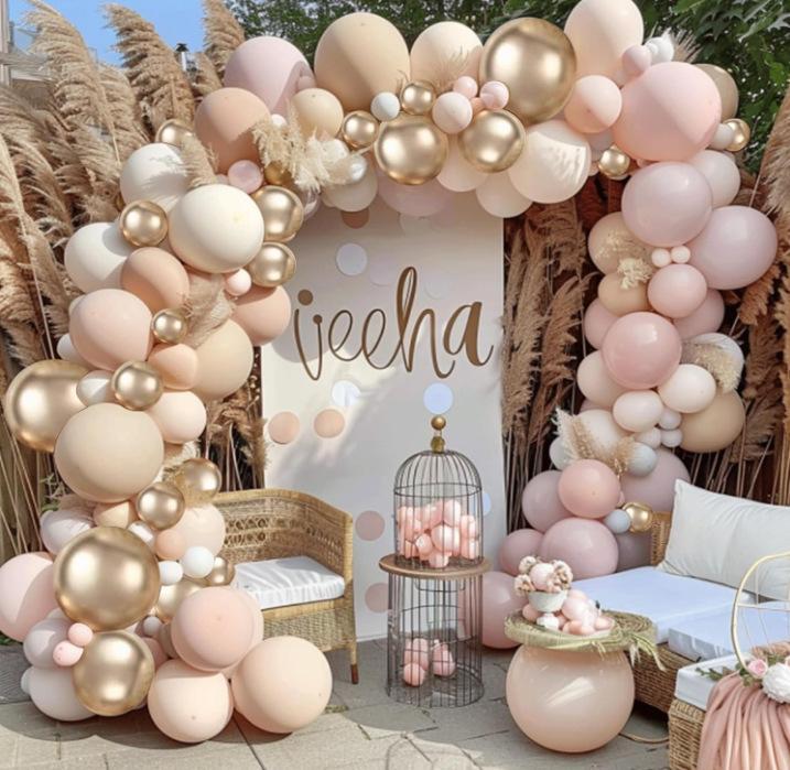 Boho Nude Beige Balloon Arch Kit - Neutral Bohemian DIY Easy Setup Garland Set for Wedding, Bridal Shower Photo Backdrop, Elegant Party Supplies