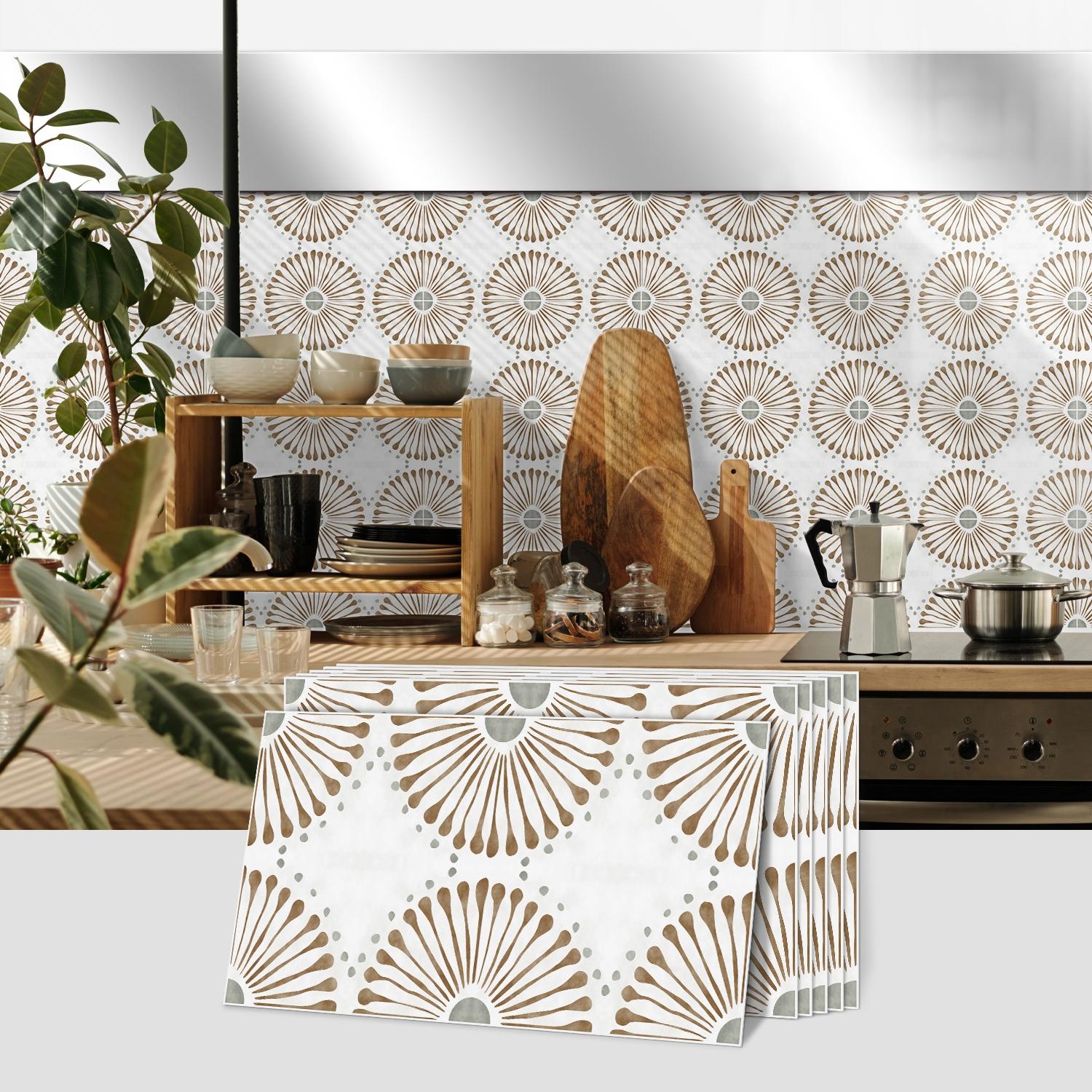 Geometric Pattern Self-adhesive Removable Tile Backsplash, Waterproof & Oil-resistant Wall Sticker, Wall Decor for Kitchen & Bathroom