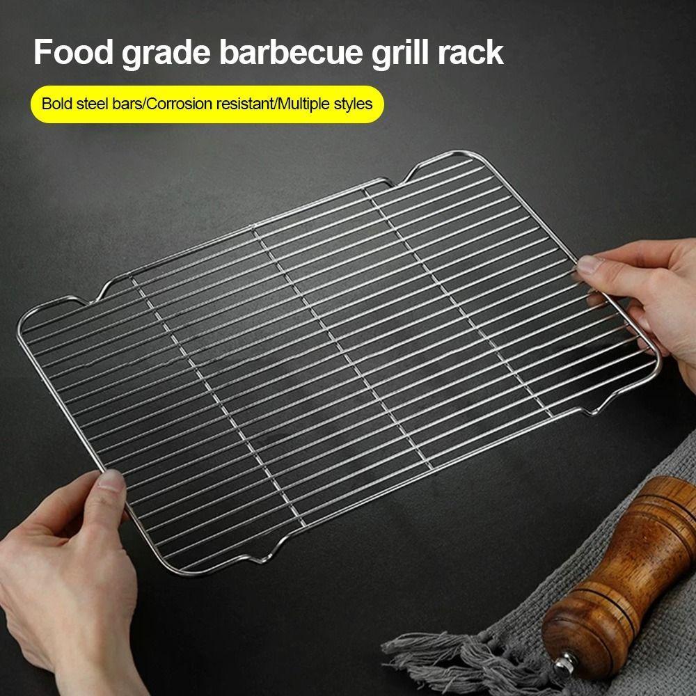 New Stainless Steel Cooling Rack Non-stick Silver BBQ Tray Barbecue Cooking Mesh Shelf