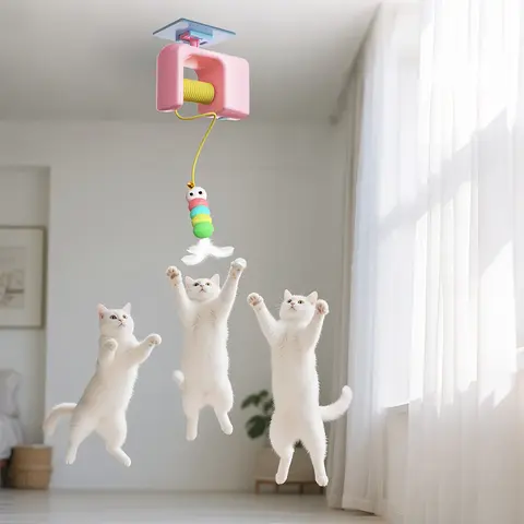Automatic Cat Toy for Indoor Play, Self-Playing Interactive Ball, Hanging Door Motion Activated Pet Toy, Fun & Engaging Design, Automatic Rolling Ball, Interactive Kitten Wand