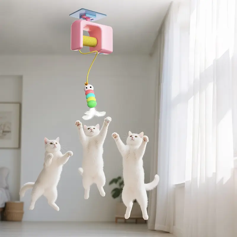 Automatic Cat Toy for Indoor Play, Self-Playing Interactive Ball, Hanging Door Motion Activated Pet Toy, Fun & Engaging Design, Automatic Rolling Ball, Interactive Kitten Wand